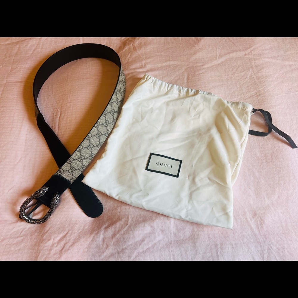 New without tags authentic Gucci Supreme Monogram Suede Dionysus Belt